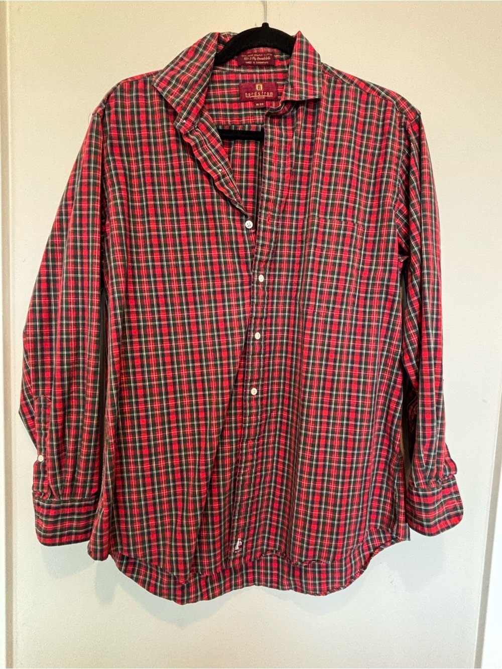 Nordstrom Vintage Red & Green Plaid Button-Down Shirt